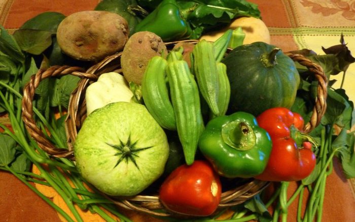 Ein Korb mit frischem Gemüse aus lokalem Anbau.