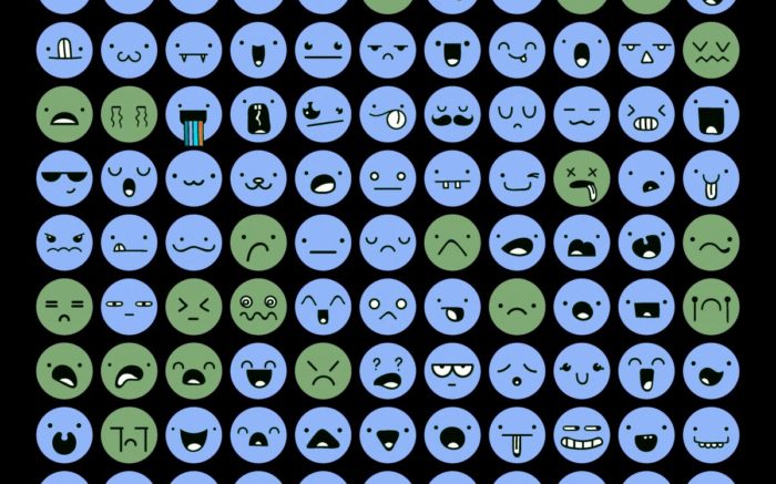 99 verschiedenfarbige Emoticons