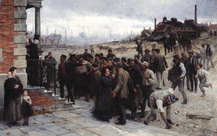 Ein Gemälde von einem Streik Ende des 19. Jahrhunderts
