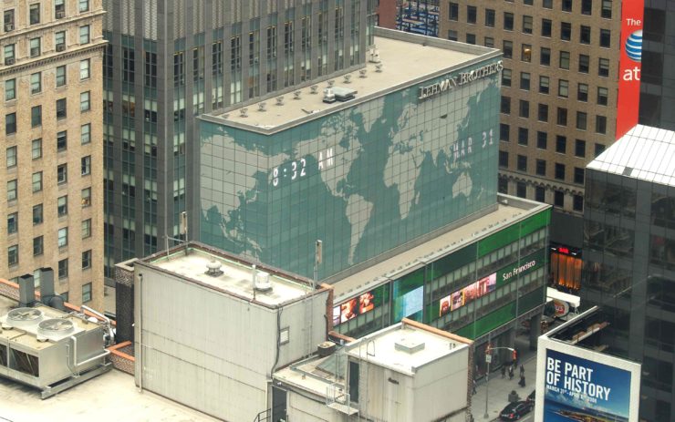 Eine Luftaufnahme der New York Niederlassung von Lehman Brithers