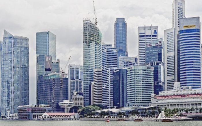 Zu sehen ist Singapurs Finanzdistrikt, das Finanzzentrum Ostasiens.